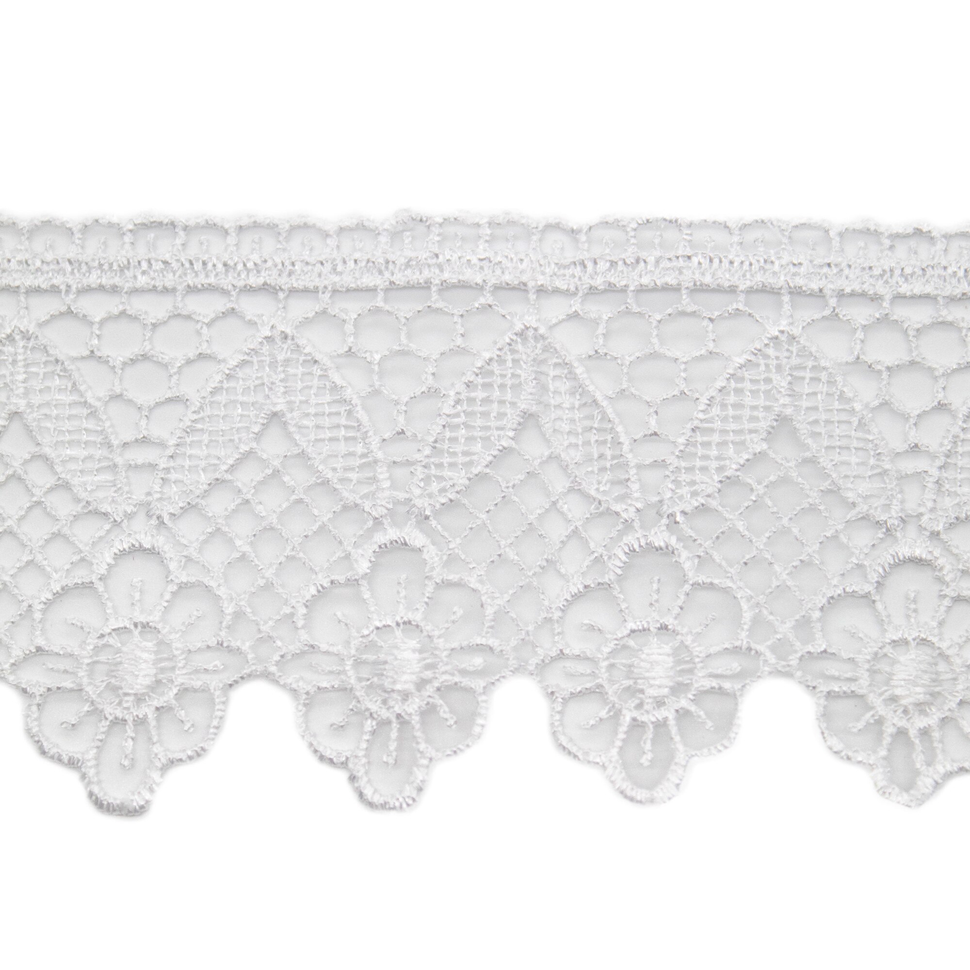 Rola dantela guipure 7019 , neelastica, poliester, latime 7 cm, lungime 9 m, culoare alb