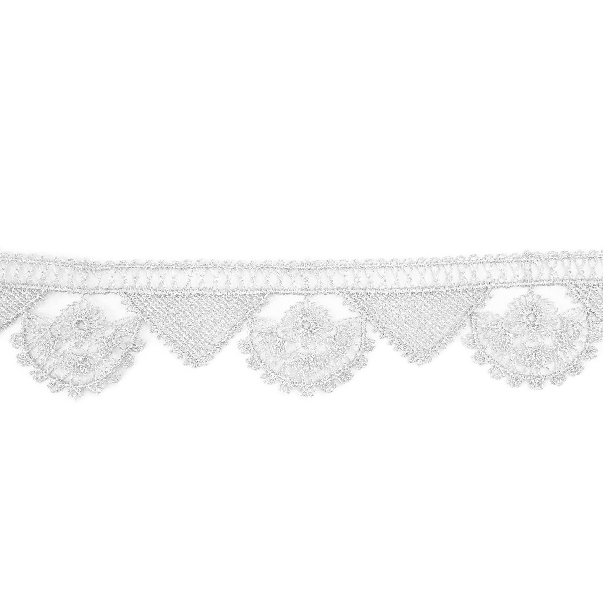 Rola dantela guipure 2196 , neelastica, poliester, latime 2.5 cm, lungime 9 m, culoare alb