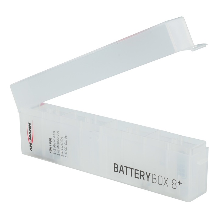 Suport baterii, ANSMANN, 8 bucati, Alb