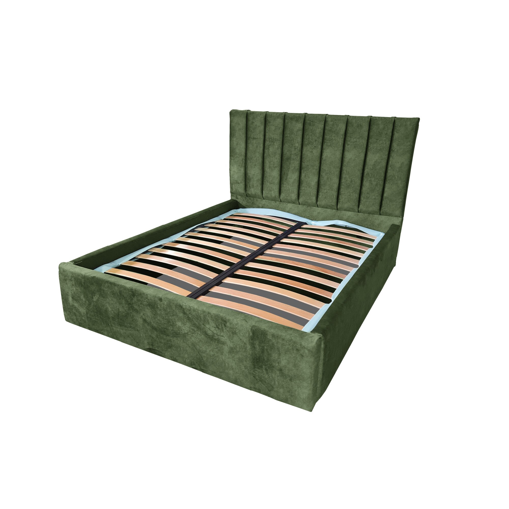 Pat dublu cu somiera, Beds Place, Hampton Premium Verde, 180x200 cm, H130 cm