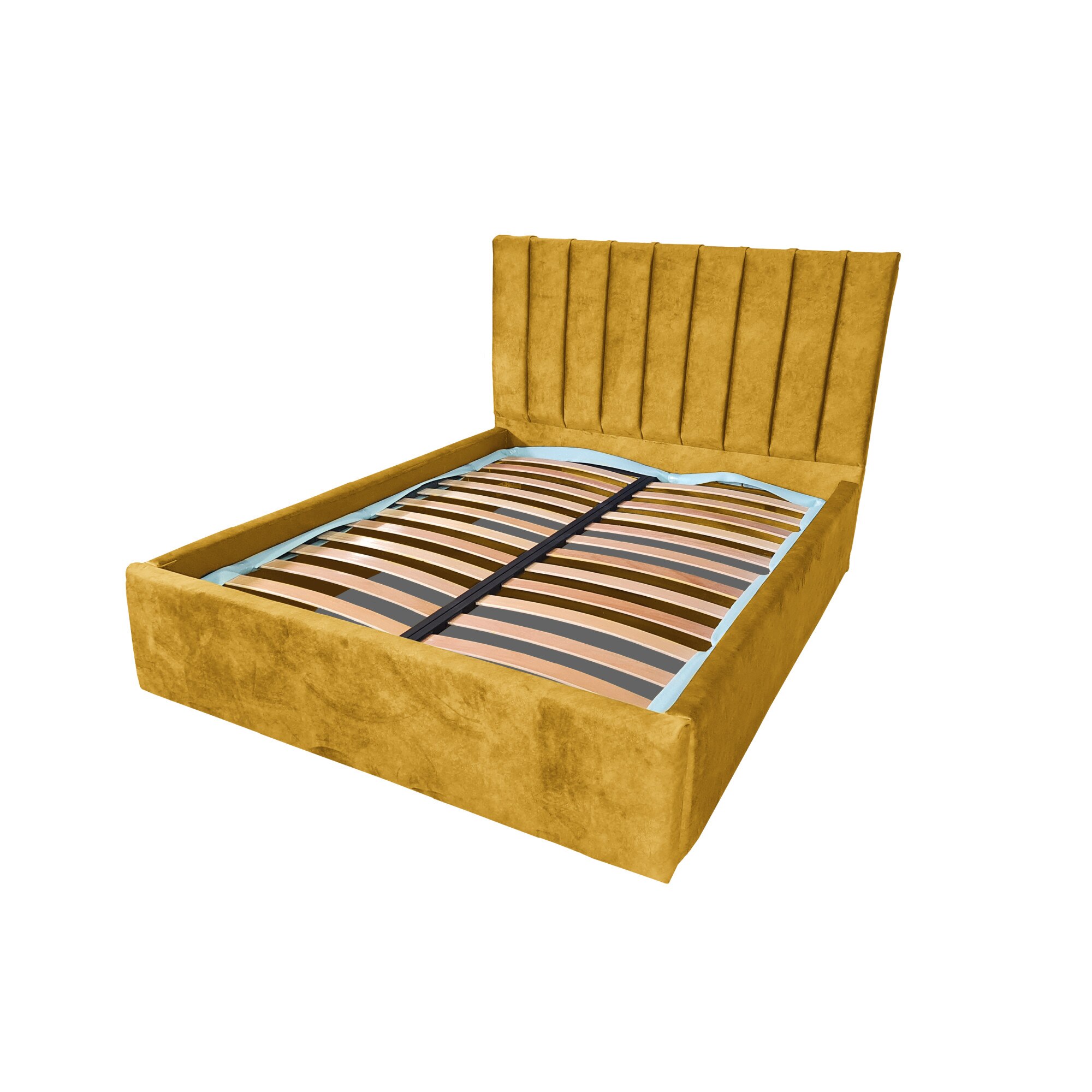 Pat dublu cu somiera, Beds Place, Hampton Premium Ocru, 180x200 cm, H130 cm