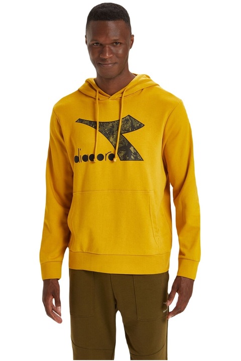 Diadora, Суитшърт с органичен памук, качулка и лого, Жълт