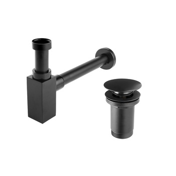 Sifon alama cu ventil click-clack negru mat Ferro All Black Sifon alama cu ventil click-clack negru mat Ferro All Black