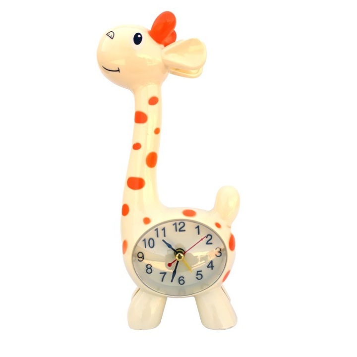 OEM műanyag asztali óra, zsiráf formájú, M1, 12 x 23 cm