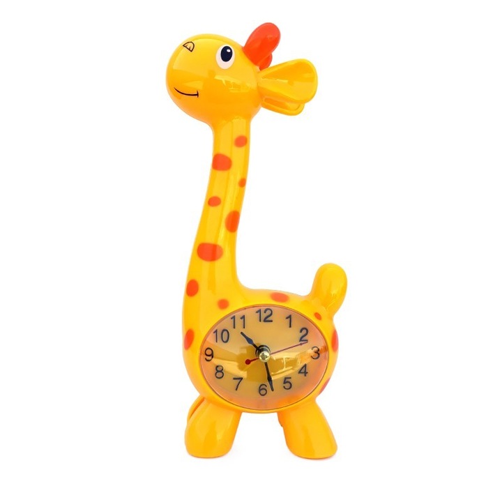 OEM asztali óra, zsiráf alakú, műanyag, 12 x 23 cm