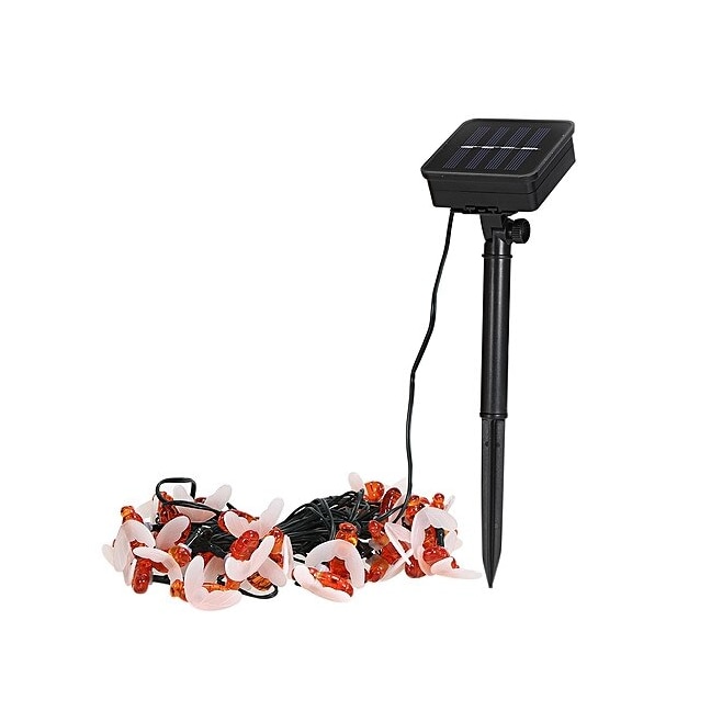 Instalatie tip ghirlanda cu 20 de albinute galbene, functionare cu panou solar