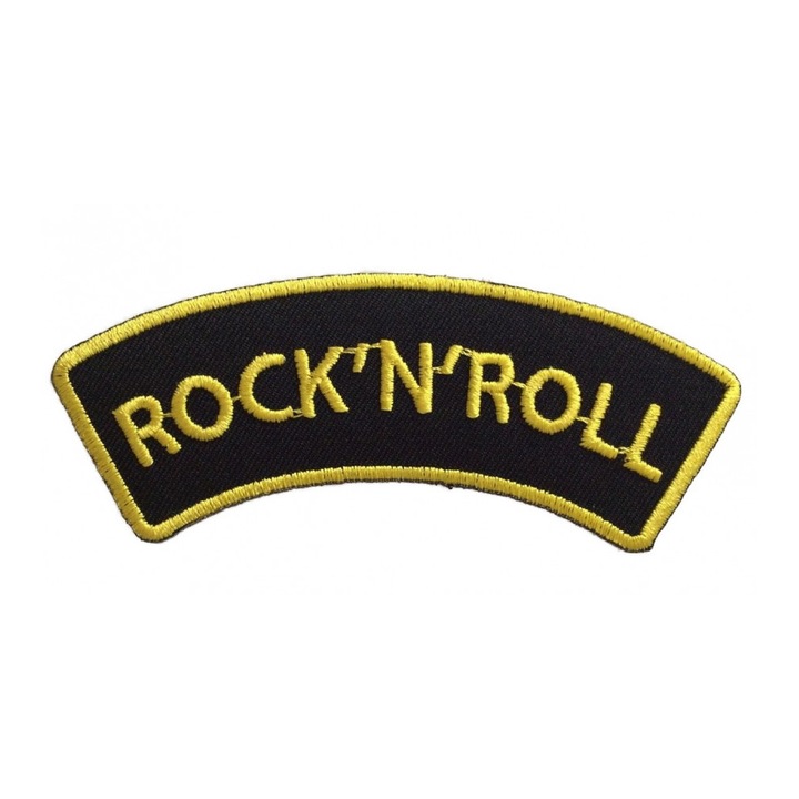 Petic textil rock n roll, 11x13 cm, Negru