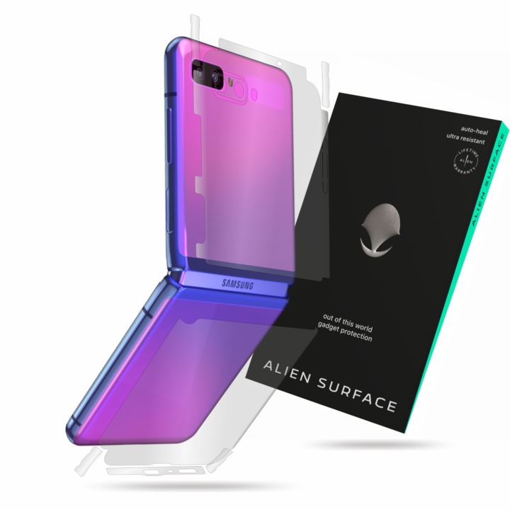 Védőfólia, kompatibilis Samsung Galaxy Z Flip telefonnal, hátlap, oldalak, Alien Surface