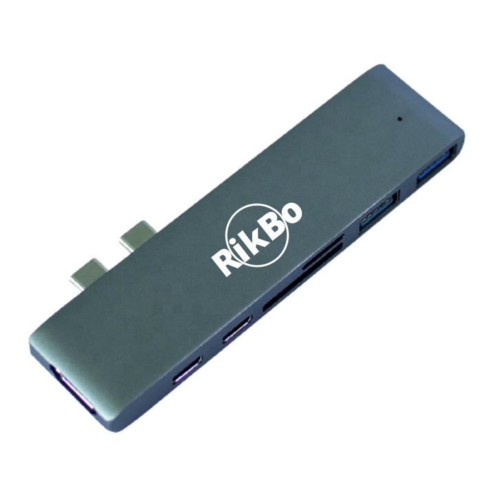 7 в 2 RikBo® USBC хъб, 2x USB-C до 1 x USB-C - захранване, 1 x 4K HDMI, 2 x USB 3.0, 1x слотове за TF карти, 1x слотове за SD карти 1 x USB Type-C порт за данни Съвместим Mackbook PRO