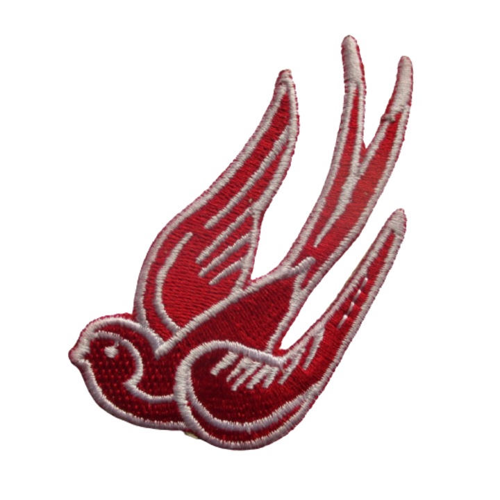Petic textil swallow, 8.5x4 cm, Rosu
