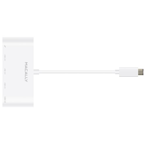 Hub USB cu 4 iesiri USB si port USB-C,Macally 3.1 USB-C (alb)