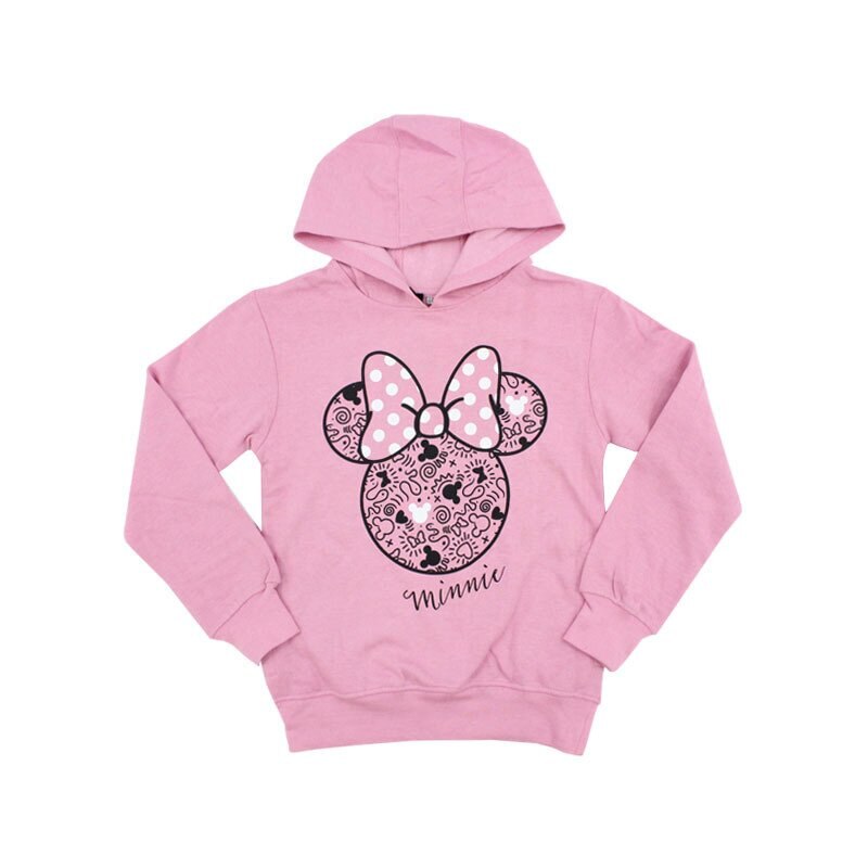 Hanorac cu gluga, maneca lunga, din bumbac, Minnie Mouse, roz deschis