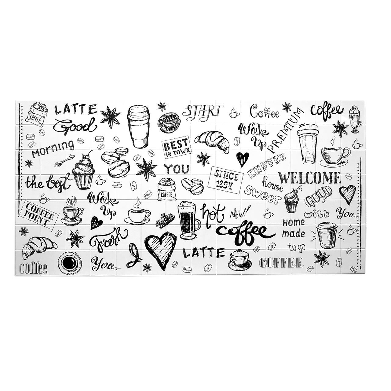 Panou decorativ, PVC, model modern, alb-negru, 96x48.5 cm