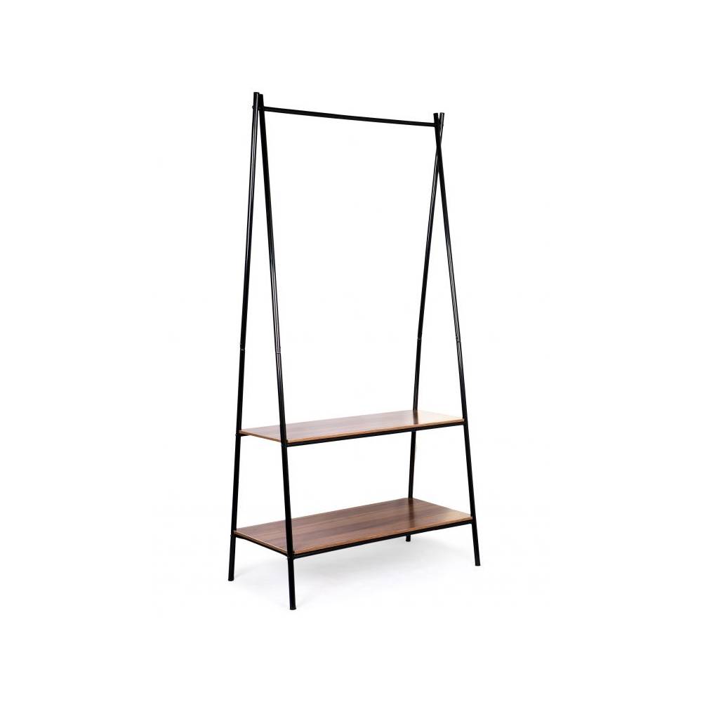 Stand Metalic Bigshot BS0801MBLK Pentru Umerase, 2 Polite, Cadru Metalic Negru, 160 x 40 x 80 cm, Maro