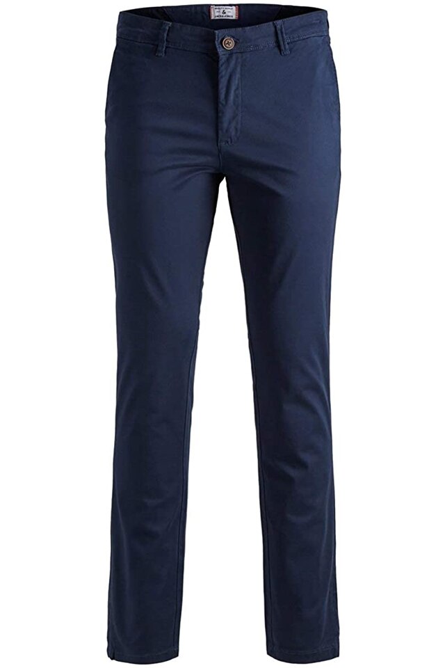 Pantaloni chino barbati Jac&Jones, albastru inchis, W34/L34