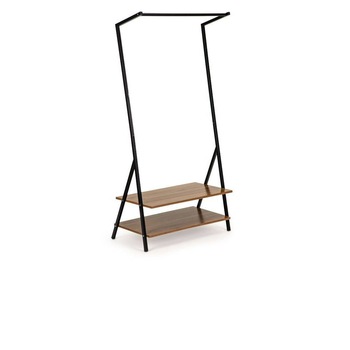 Stand Metalic Bigshot BSJ0823BLK Pentru Umerase, 2 Polite, Cadru Metalic Negru, 158.5 x 80.5 x 40 cm, Maro Stand Metalic Bigshot BSJ0823BLK Pentru Umerase, 2 Polite, Cadru Metalic Negru, 158.5 x 80.5 x 40 cm, Maro