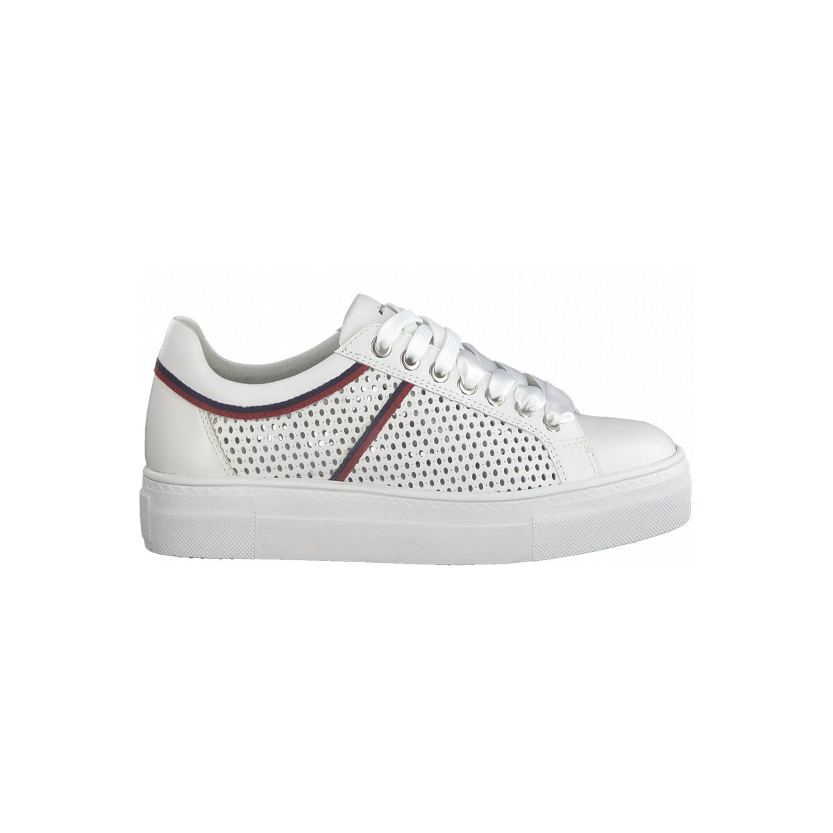 Pantofi sport dama, Tamaris, Comb Casual Trainers, Piele naturala, Alb