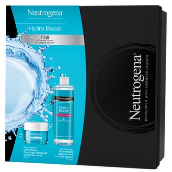 Set cadou: Crema-gel hidratanta Neutrogena Hydro Boost pentru ten uscat, 50 ml + Apa micelara Neutrogena Hydro Boost cu tripla actiune , 400 ml Set cadou: Crema-gel hidratanta Neutrogena Hydro Boost pentru ten uscat, 50 ml + Apa micelara Neutrogena Hydro Boost cu tripla actiune , 400 ml