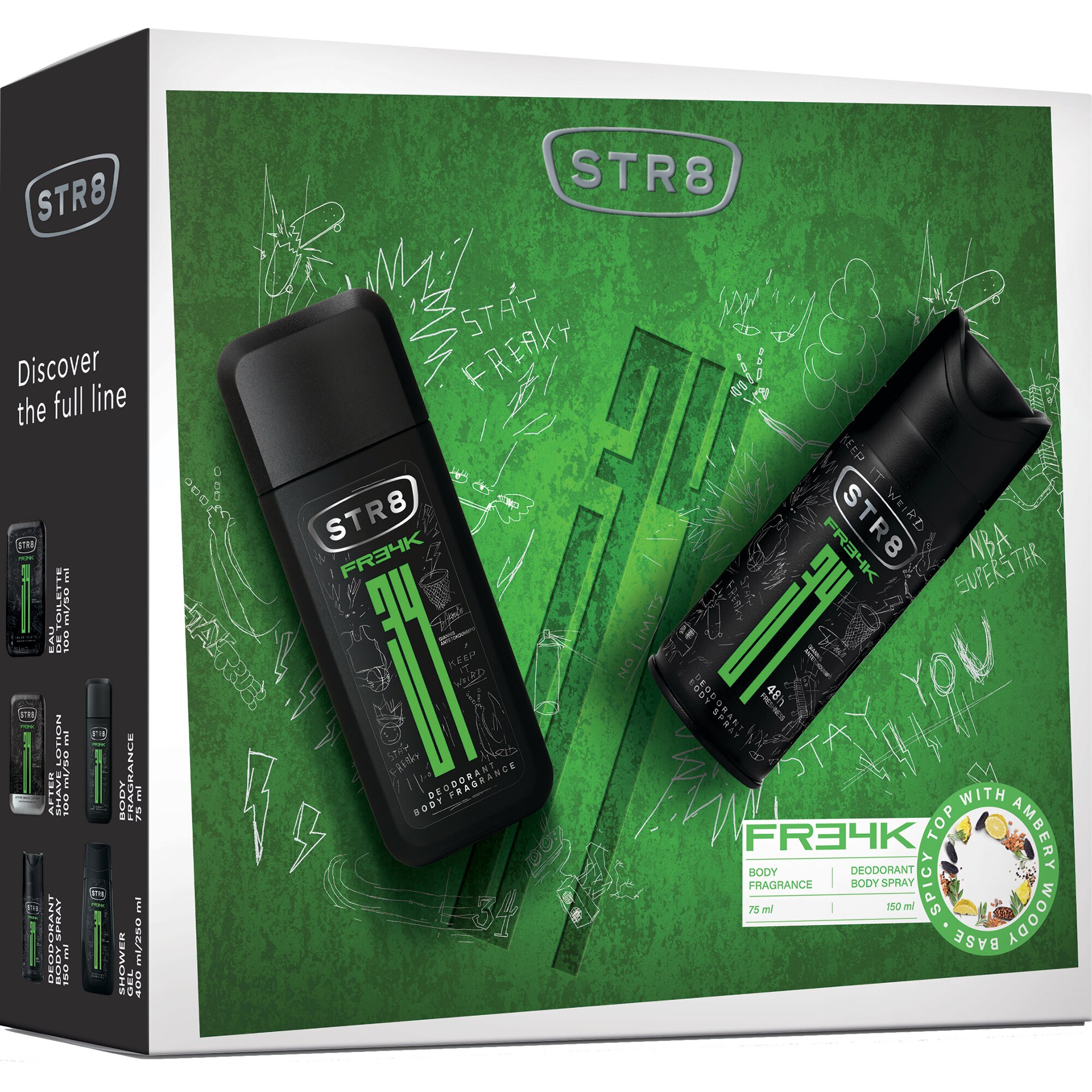 Set cadou: Deodorant parfumat pentru corp STR8 FR34K, 75 ml + Deodorant spray STR8 FR34K, 150 ml
