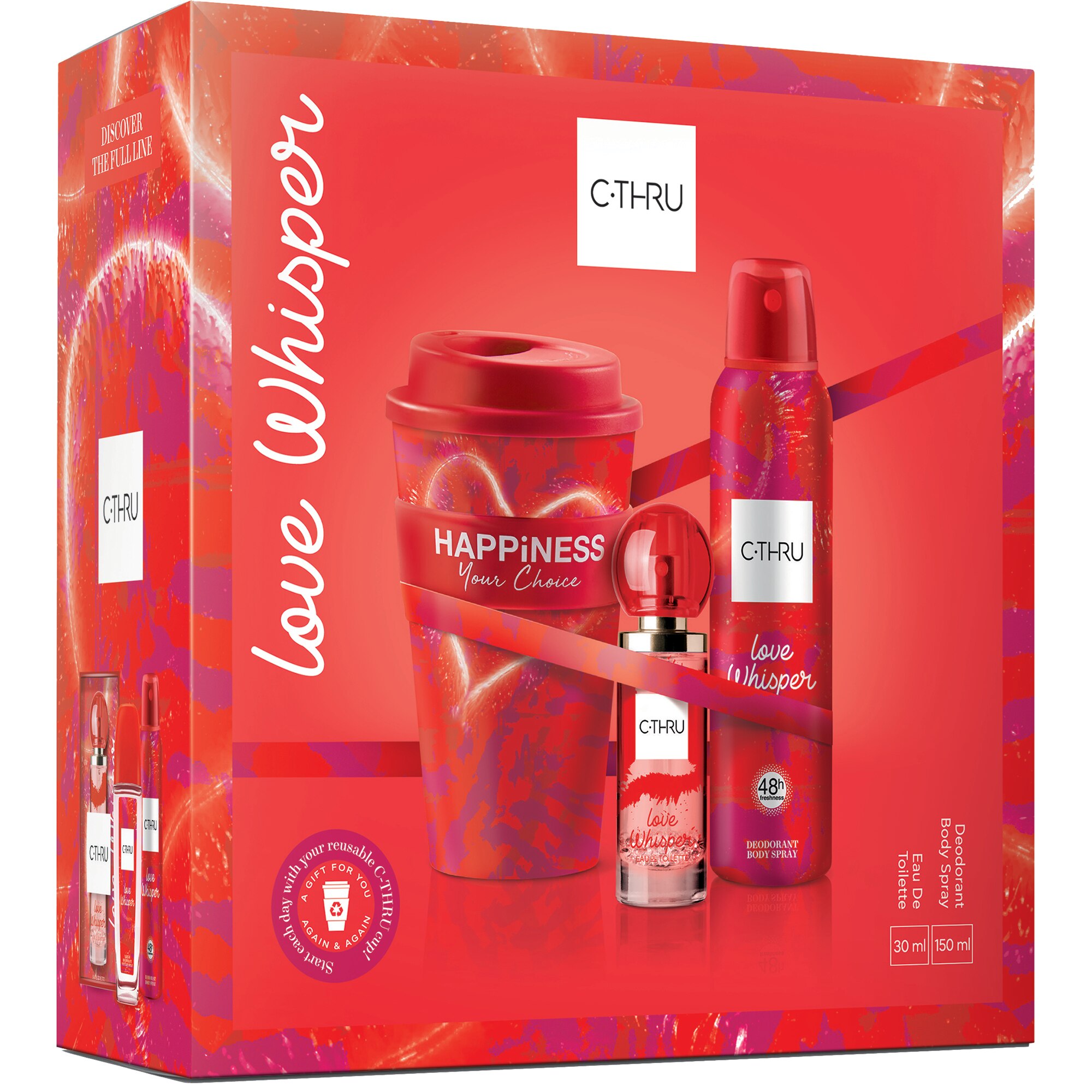 Set cadou: Apa de toaleta C-THRU Love Whisper, Femei, 30 ml + Deodorant spray C-THRU Love Whisper, Femei, 150 ml