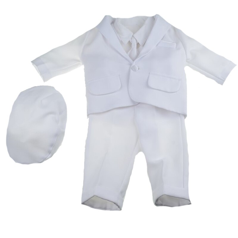 Costum de botez 6 piese pentru baieti Mini Junior CEB-57-0-3-luni, Alb