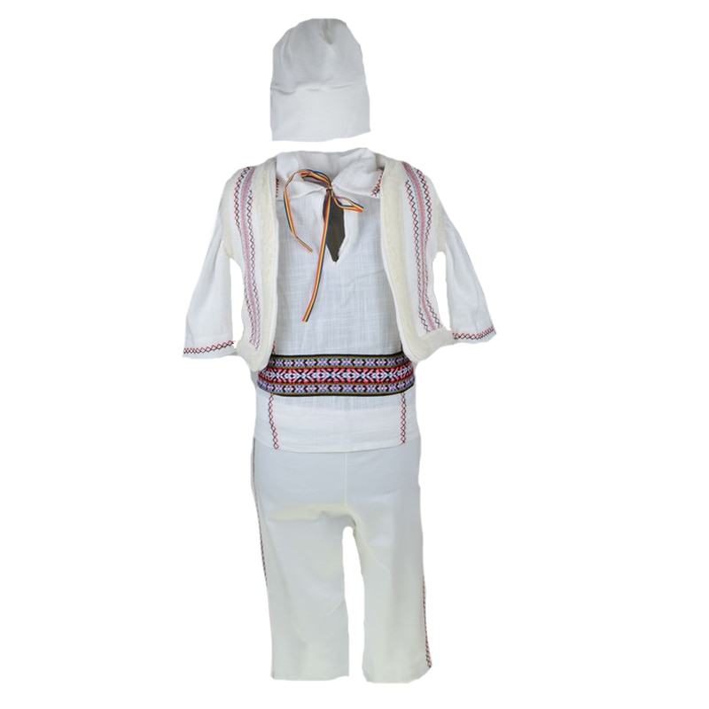 Costum traditional botez 5 piese pentru baieti Mini Bimbi CST-1-0-3-luni, Alb