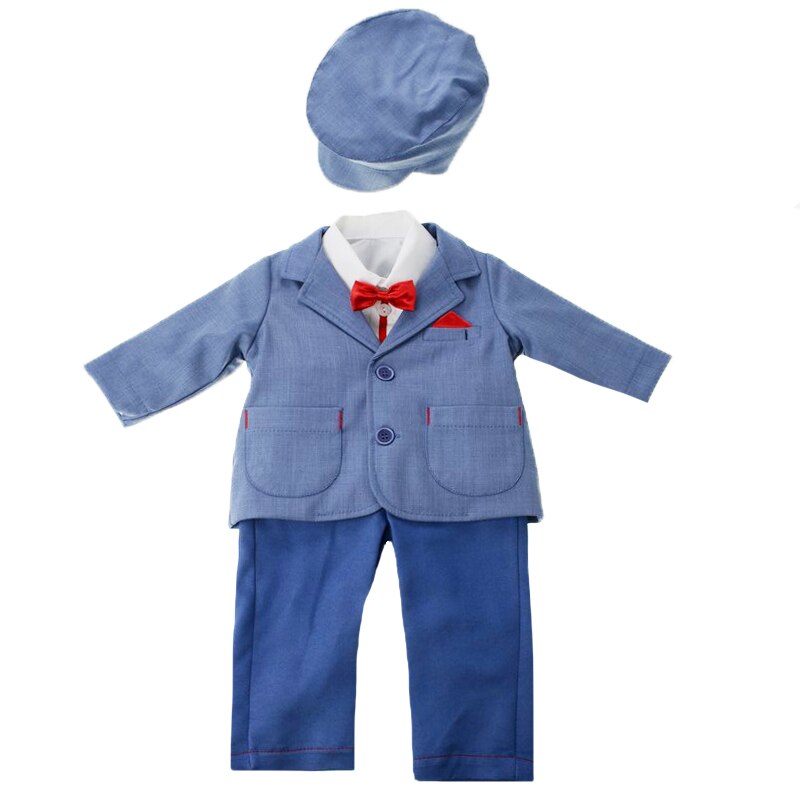 Costum de botez 5 piese pentru baieti Baby Colibra Magister KJ10-4-1-3-luni, Albastru