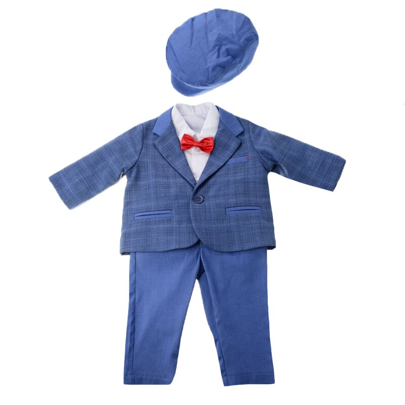 Costum de botez 5 piese pentru baieti Baby Colibra Dudus KJ03-1-3-luni, Albastru 1-3 luni