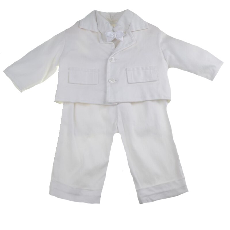 Costum de botez 4 piese pentru baieti Mini Junior CEB-55-0-3-luni, Alb