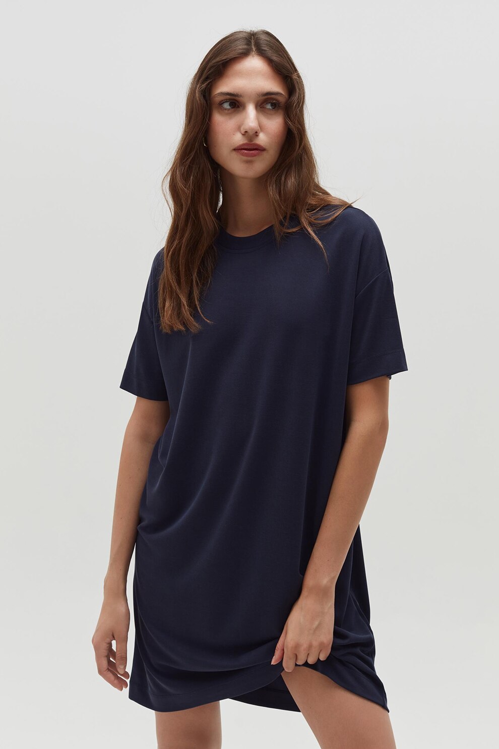 OVS, Rochie-tricou scurta din amestec de modal, Bleumarin