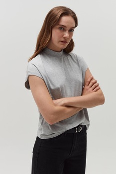 OVS, Tricou de jerseu cu maneci aripioara, Gri melange OVS, Tricou de jerseu cu maneci aripioara, Gri melange