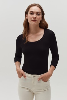 OVS, Bluza de jerseu cu maneci 3/4, Negru, XL OVS, Bluza de jerseu cu maneci 3/4, Negru, XL