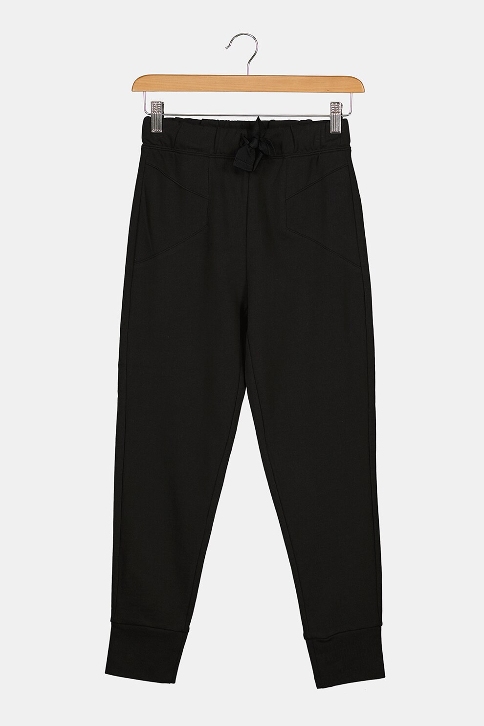 OVS, Pantaloni conici cu snur in talie, Negru