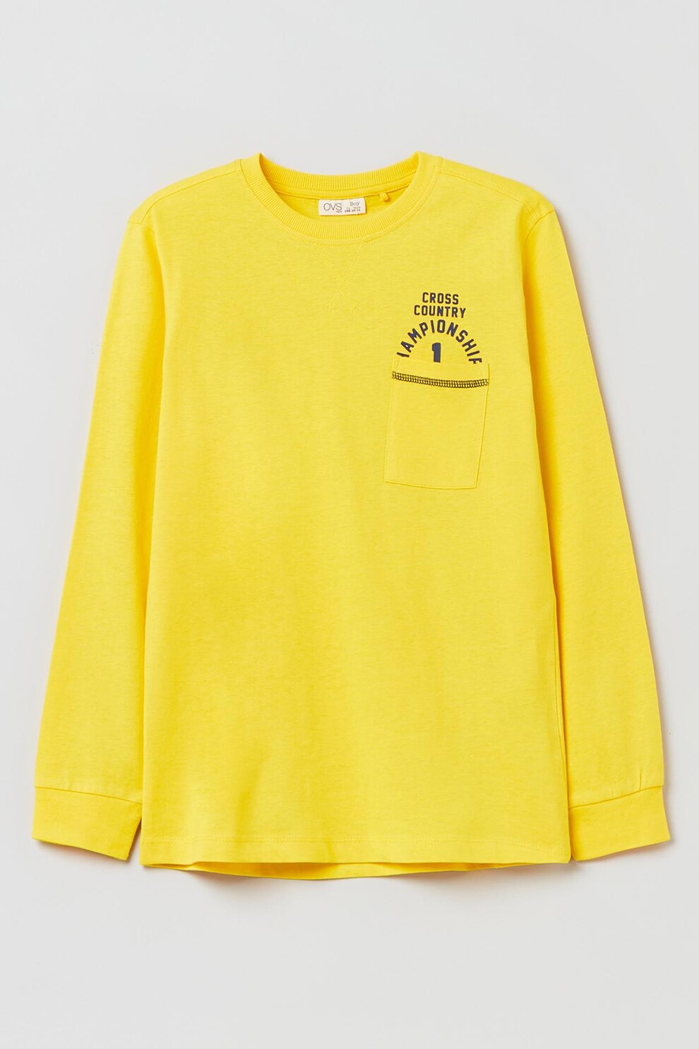 OVS, Bluza de jerseu cu decolteu la baza gatului si buzunar pe piept, Galben, 146 CM