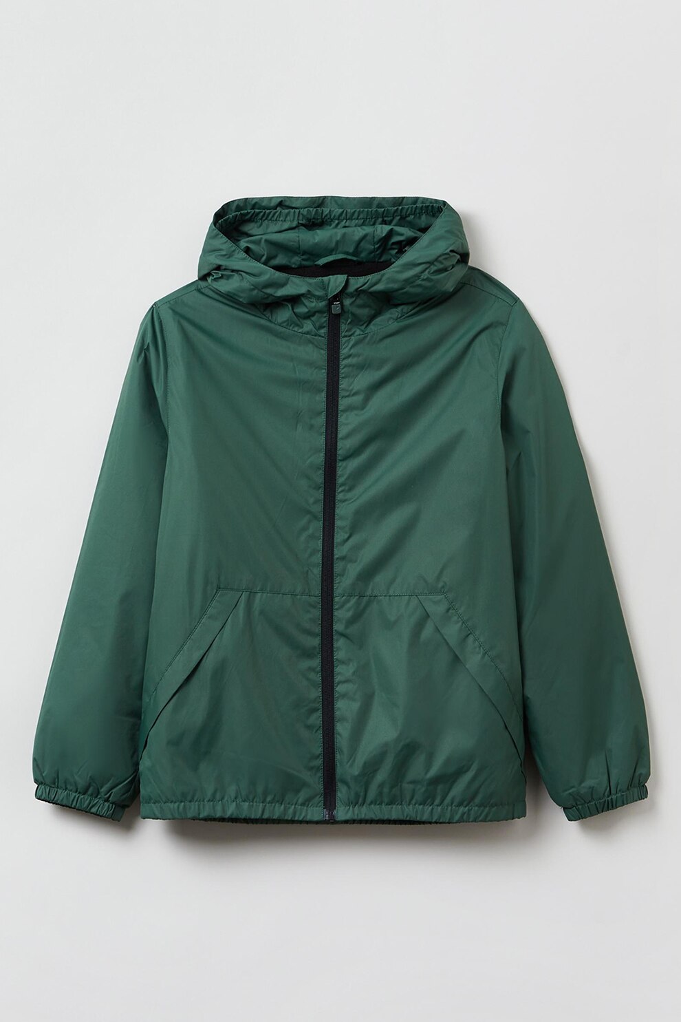 OVS, Jacheta cu gluga si fermoar, Verde marin, 152 CM