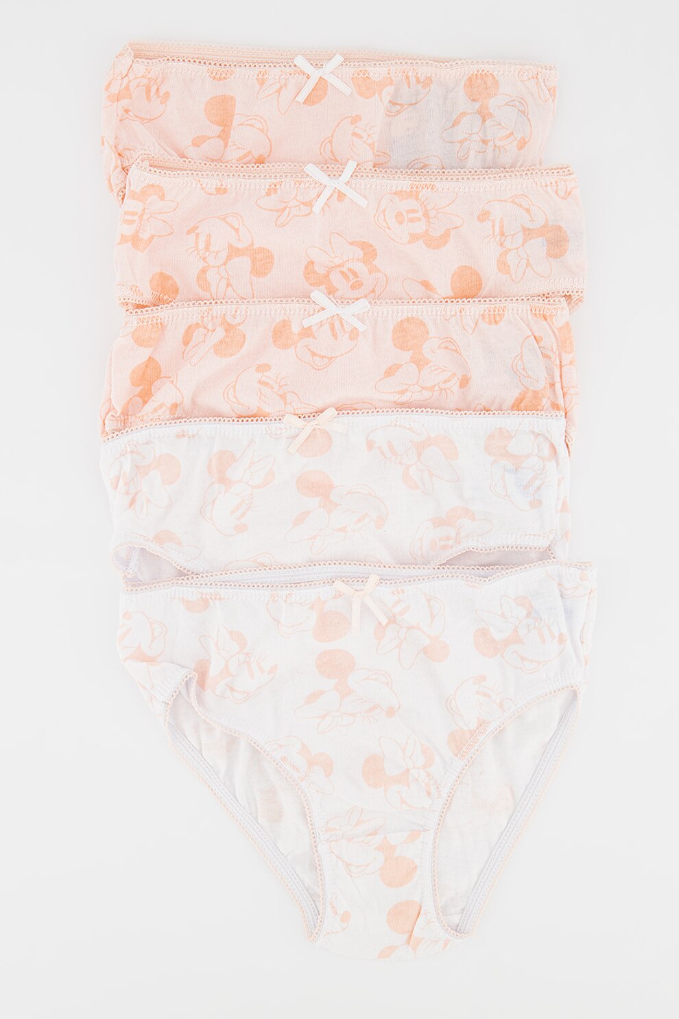 OVS, Set de chiloti de bumbac cu imprimeu cu desene - 5 perechi, Alb/Roz pal