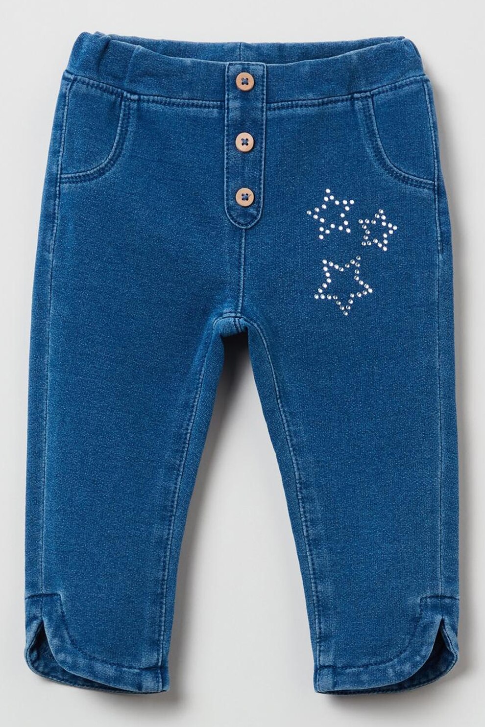OVS, Jeggings cu fenta decorativa cu nasturi, Albastru inchis