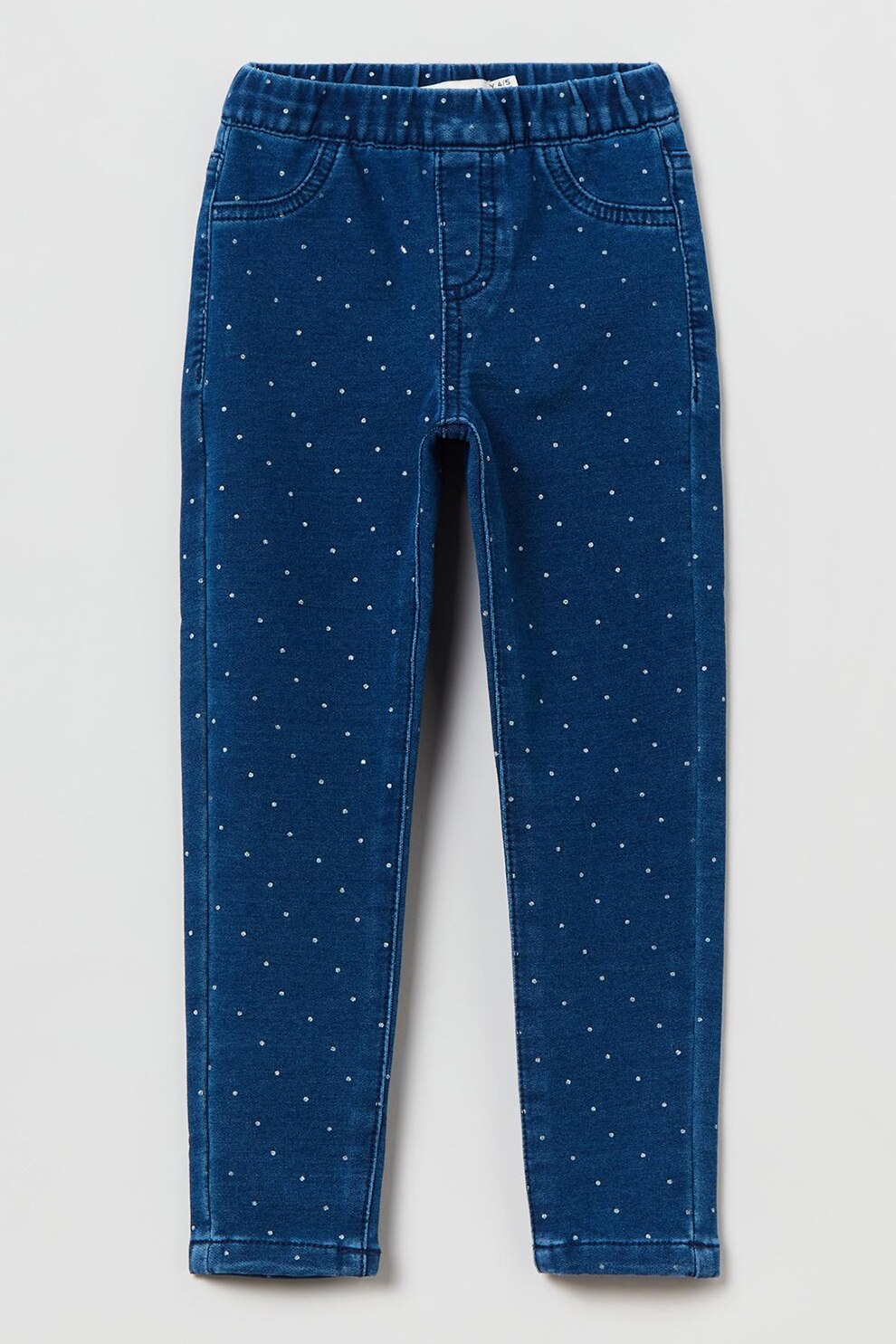 OVS, Jeggings cu model cu buline, Albastru inchis, 110 CM