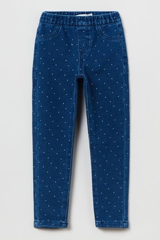 OVS, Jeggings cu model cu buline, Albastru inchis, 110 CM OVS, Jeggings cu model cu buline, Albastru inchis, 110 CM