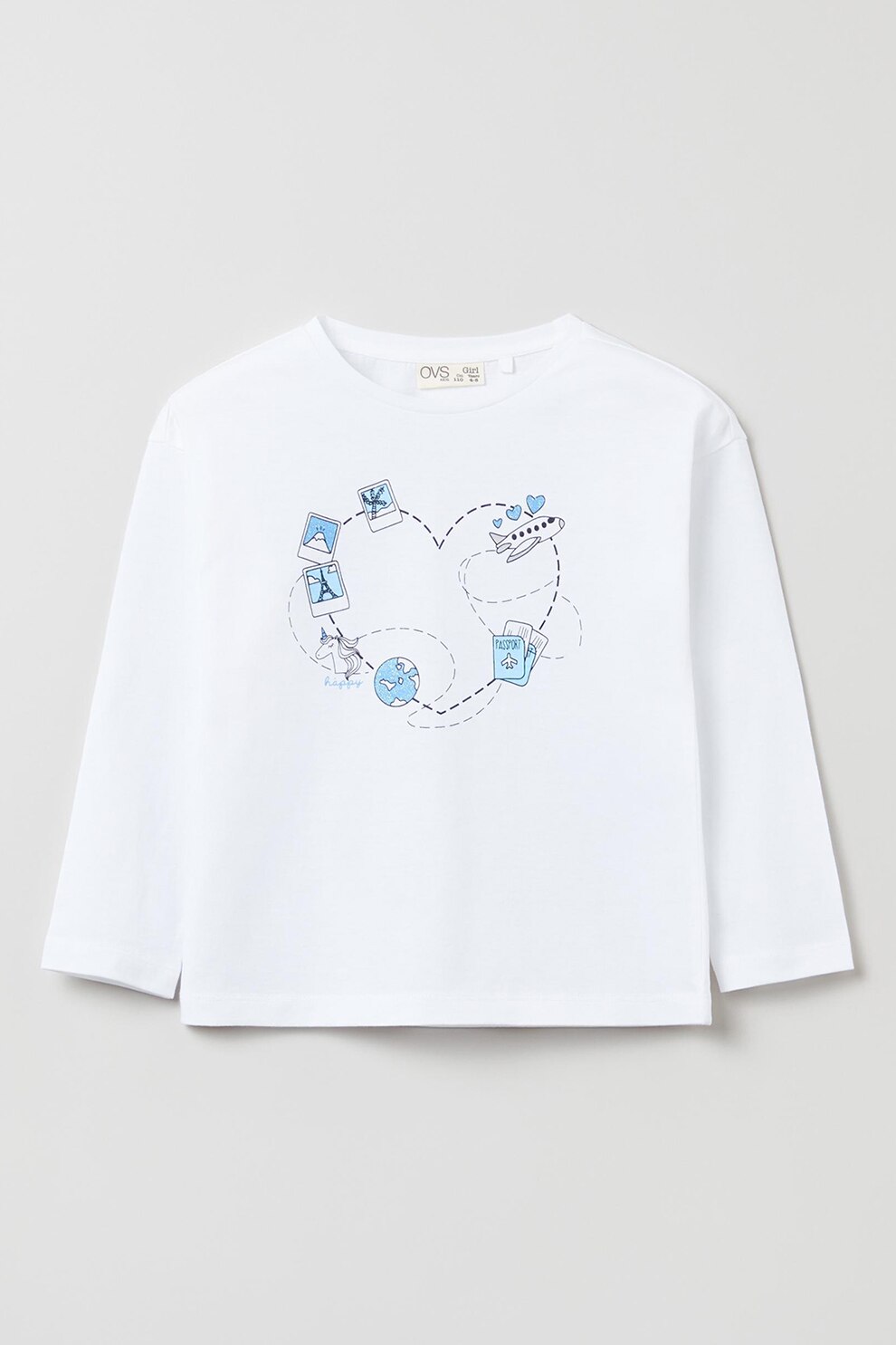OVS, Bluza de bumbac cu imprimeu grafic, Alb, 104 CM
