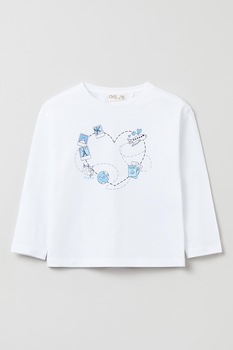 OVS, Bluza de bumbac cu imprimeu grafic, Alb, 104 CM OVS, Bluza de bumbac cu imprimeu grafic, Alb, 104 CM