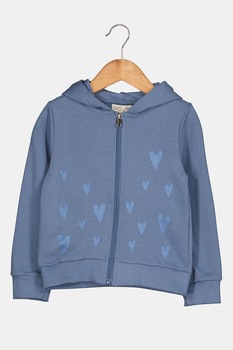 OVS, Hanorac cu fermoar si imprimeu cu inimi, Albastru prafuit OVS, Hanorac cu fermoar si imprimeu cu inimi, Albastru prafuit