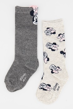 OVS, Set de sosete cu imprimeu Minnie-Mouse - 2 perechi, Gri/Alb OVS, Set de sosete cu imprimeu Minnie-Mouse - 2 perechi, Gri/Alb