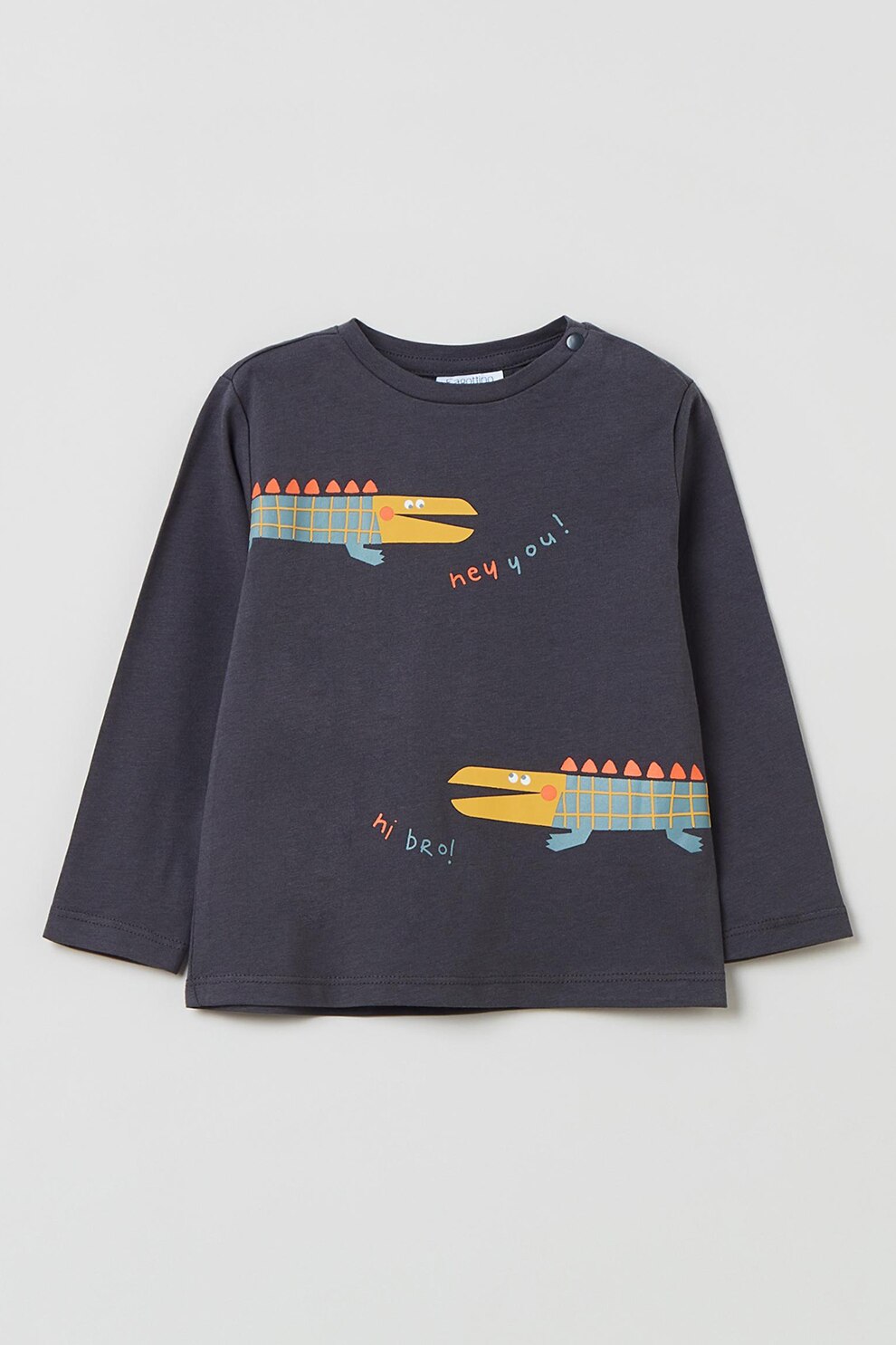 OVS, Bluza de bumbac cu animal print, Gri inchis