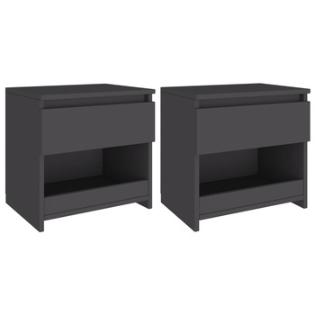 Set de 2 noptiere cu sertar vidaXL, PAL, 40 x 30 x 39 cm, Gri Set de 2 noptiere cu sertar vidaXL, PAL, 40 x 30 x 39 cm, Gri