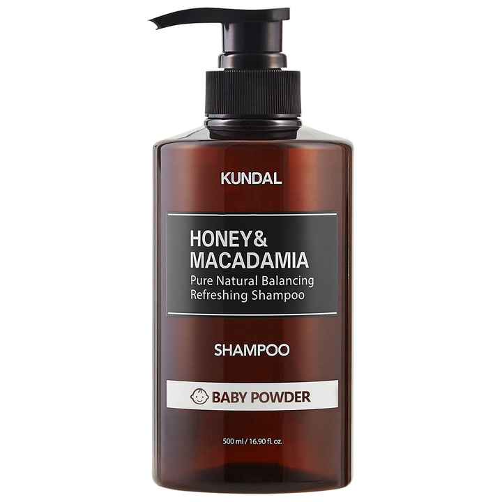 Sampon Kundal, hipoalergenic natural si extra-hidratant, cu miere si macadamia, Baby Powder, 500 ml