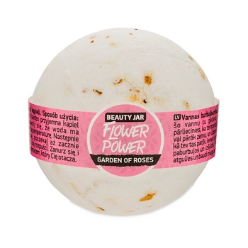 Bila de baie efervescenta cu trandafir, Flower Power, Beauty Jar, 150 g Bila de baie efervescenta cu trandafir, Flower Power, Beauty Jar, 150 g