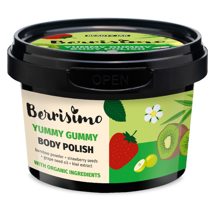 Beauty Jar Berrisimo testradír bambuszporral és epermaggal, 270 g