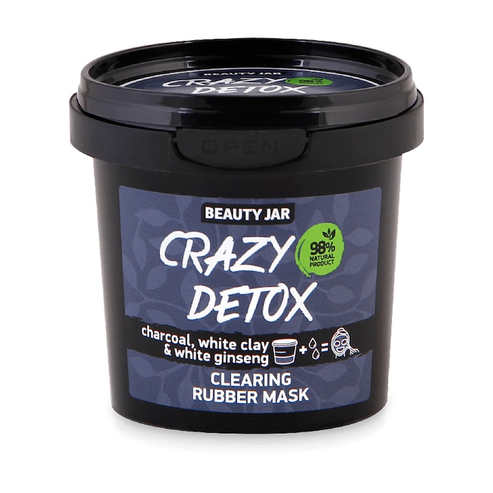 Beauty Jar Crazy Detox méregtelenítő alginát arcpakolás, szénnel és fehér agyaggal, 20g
