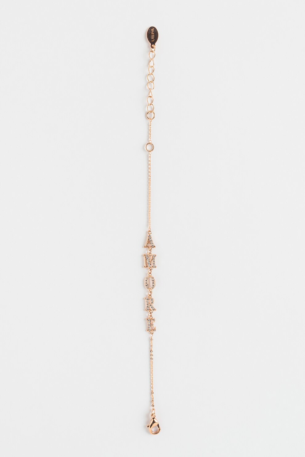 U.S. Polo Assn., Bratara din otel inoxidabil decorata cu cristale zirconia, auriu rose